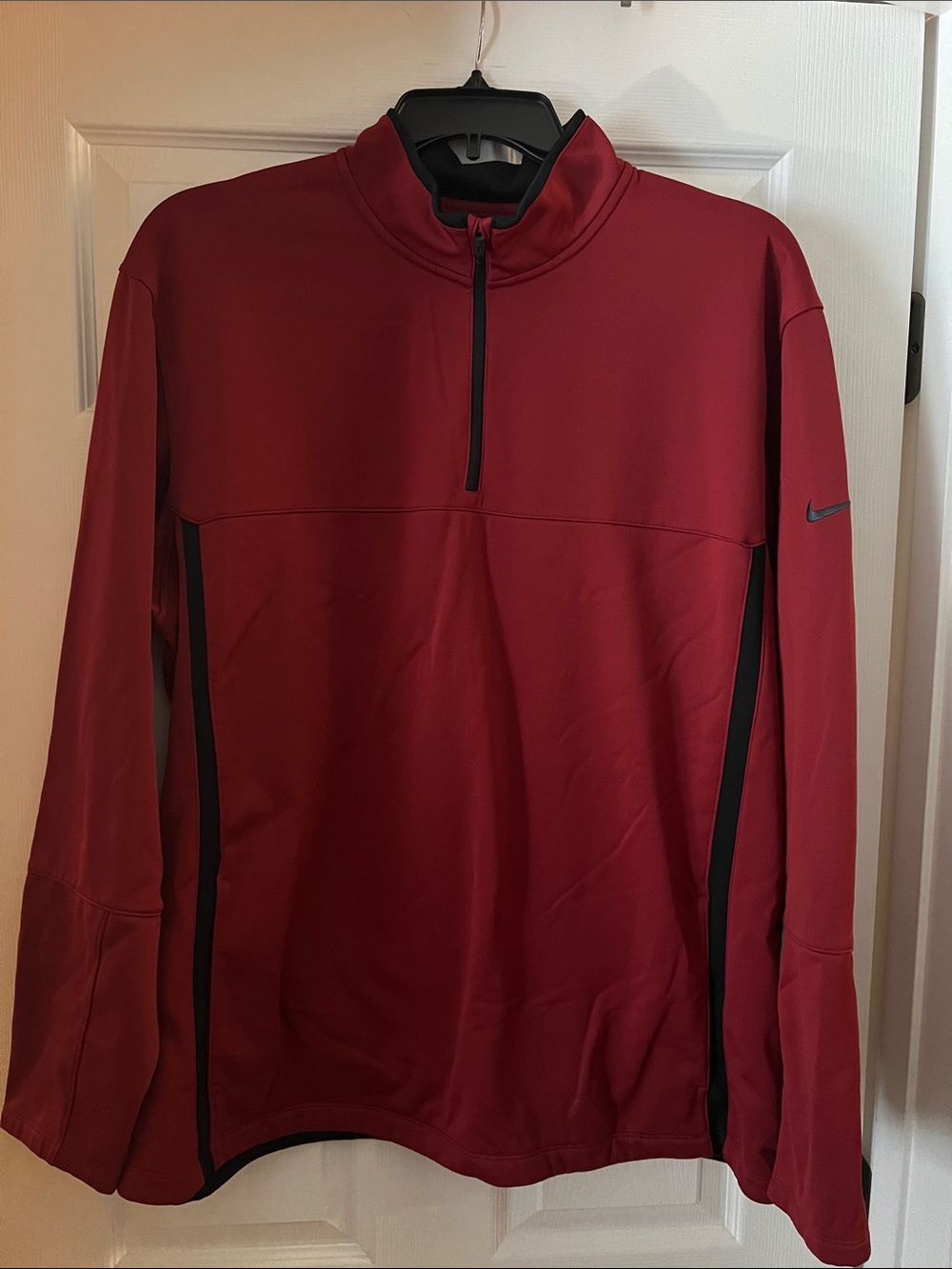 Nike Men’s Red Half-Zip Performance Pullover with Black Trim